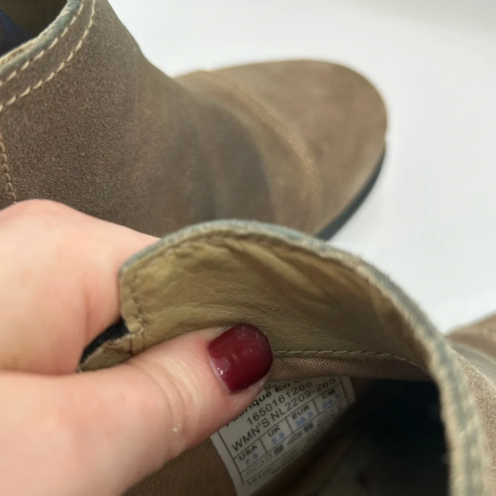 Sorel Major Low Ankle Boots Booties Shoes Womens SZ 7.5 Beige Suede Fur Leather